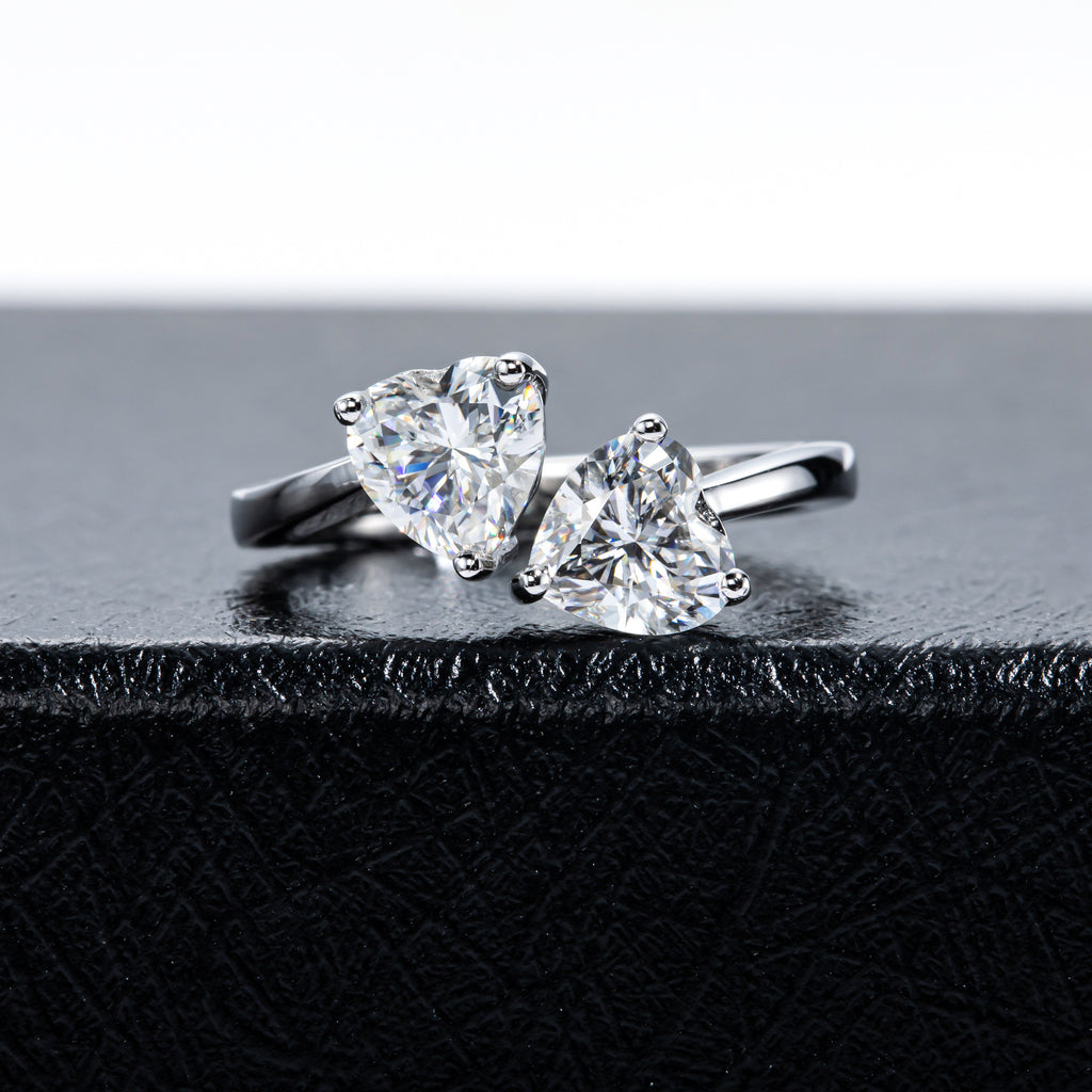 HEART DUO MOISSANITE RING – CRAFTED IN STERLING SILVER WITH ETERNAGOLD™