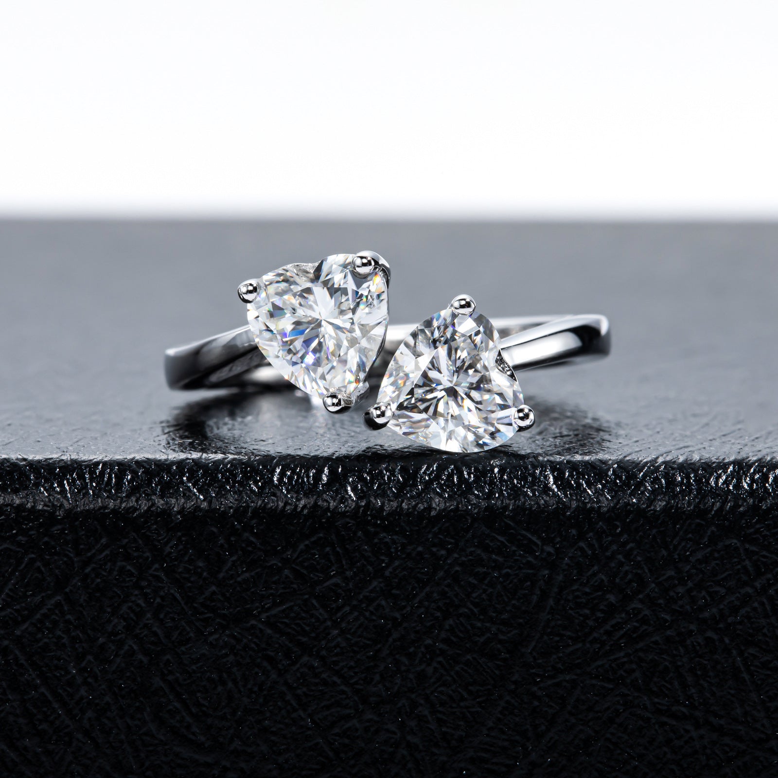 HEART DUO MOISSANITE RING – CRAFTED IN STERLING SILVER WITH ETERNAGOLD™