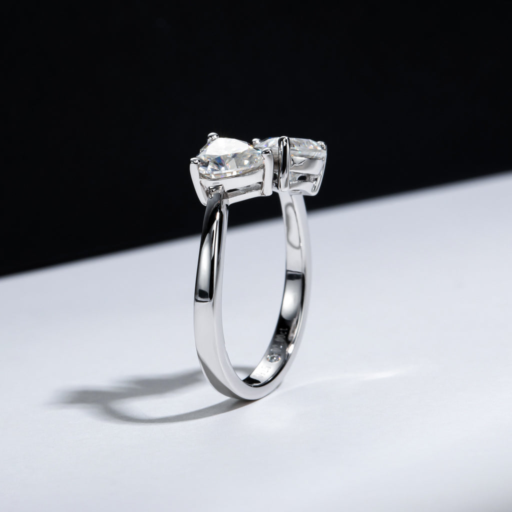 HEART DUO MOISSANITE RING – CRAFTED IN STERLING SILVER WITH ETERNAGOLD™