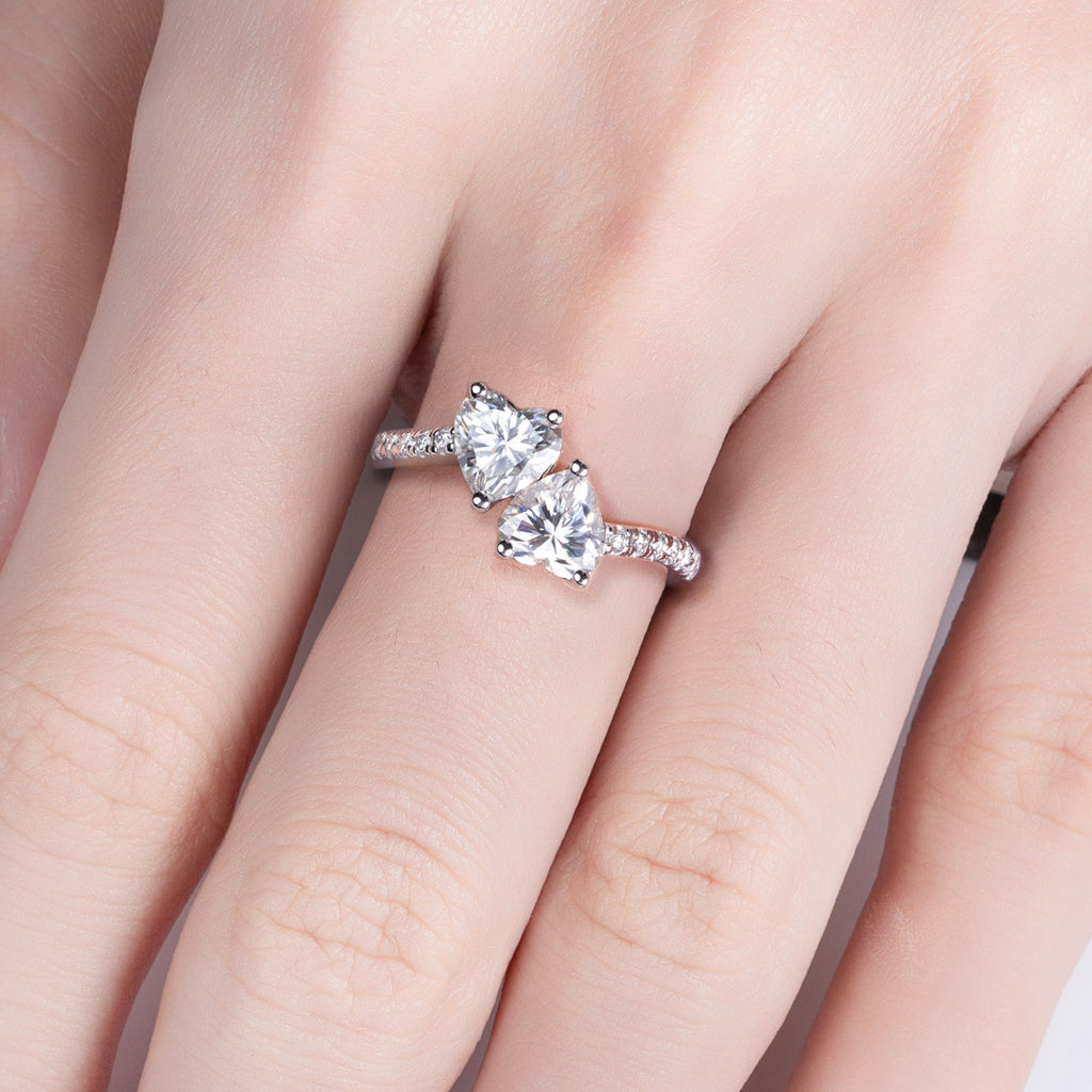 TWIN HEART PROMISE RING – CRAFTED IN STERLING SILVER WITH ETERNAGOLD™