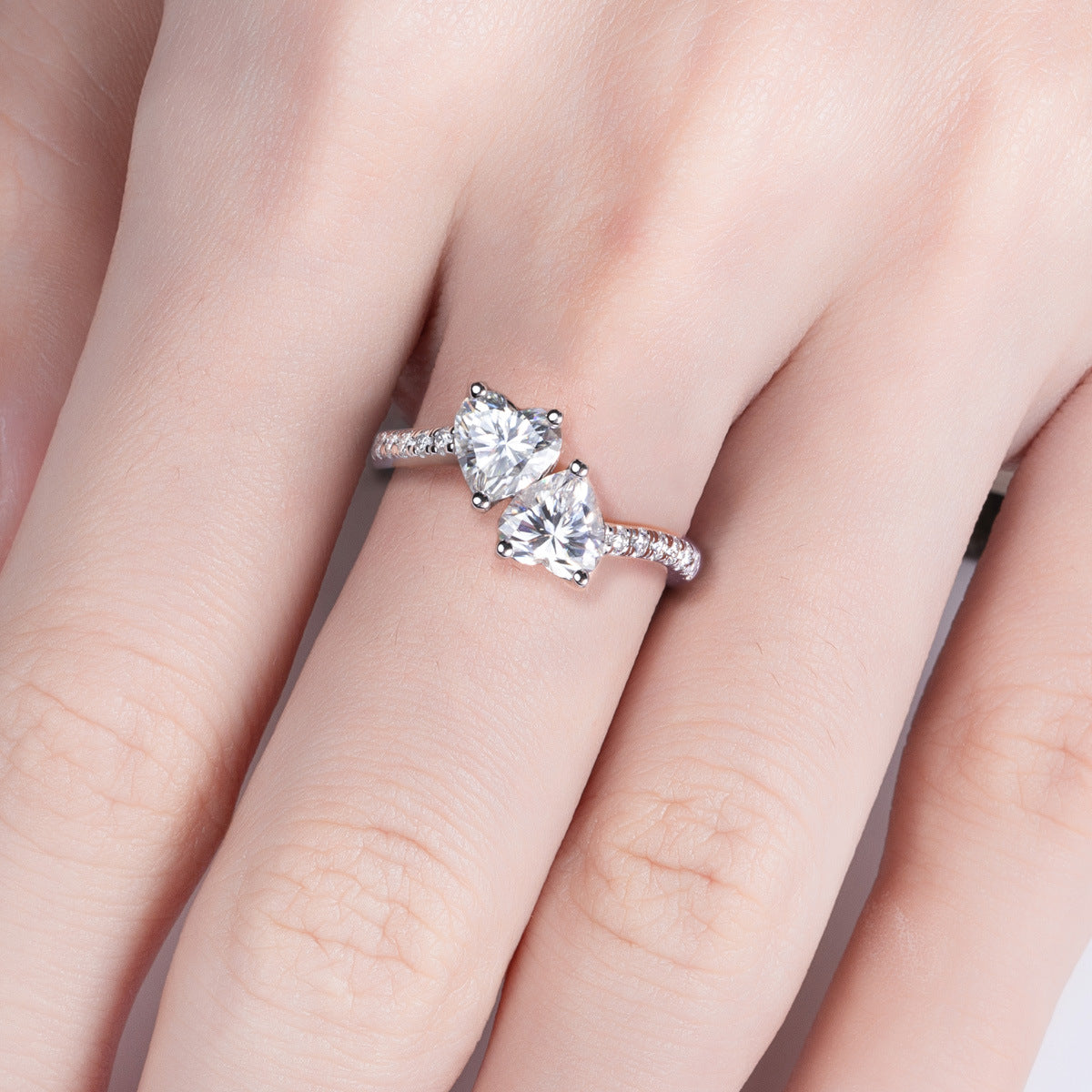 TWIN HEART PROMISE RING – CRAFTED IN STERLING SILVER WITH ETERNAGOLD™