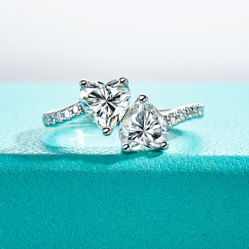 TWIN HEART PROMISE RING – CRAFTED IN STERLING SILVER WITH ETERNAGOLD™