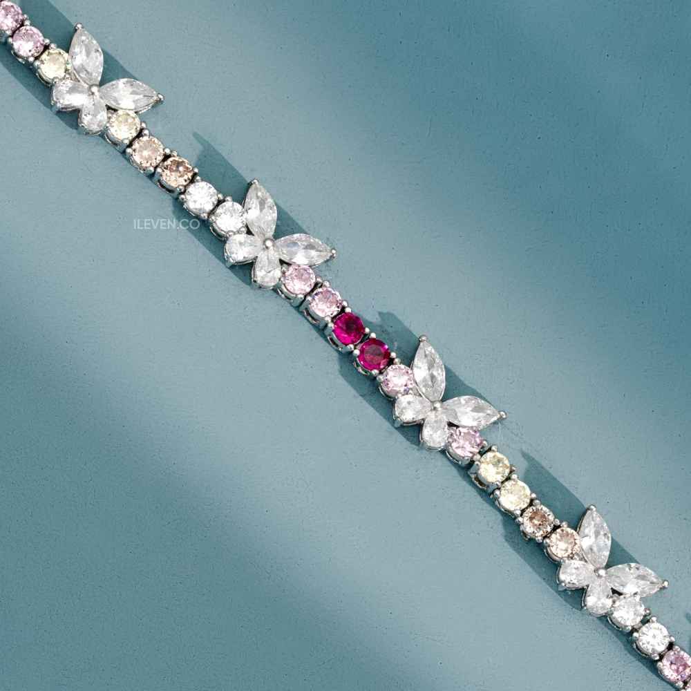 BUTTERFLY RAINBOW TENNIS BRACELET –  CRAFTED IN STERLING SILVER WITH TRIPLESHIELD™