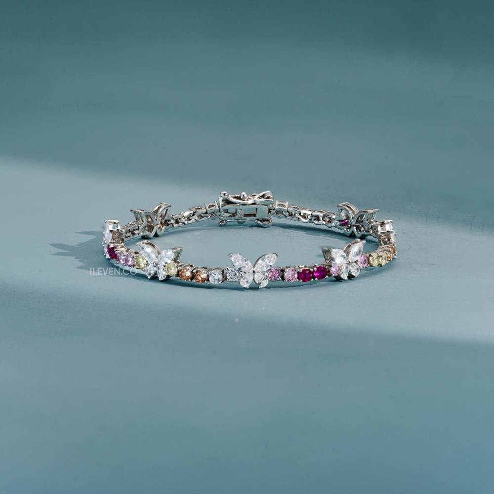 BUTTERFLY RAINBOW TENNIS BRACELET –  CRAFTED IN STERLING SILVER WITH TRIPLESHIELD™