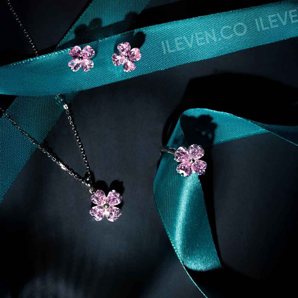 LUCKY CLOVER PINK SET – CRAFTED IN STERLING SILVER WITH TRIPLESHIELD™