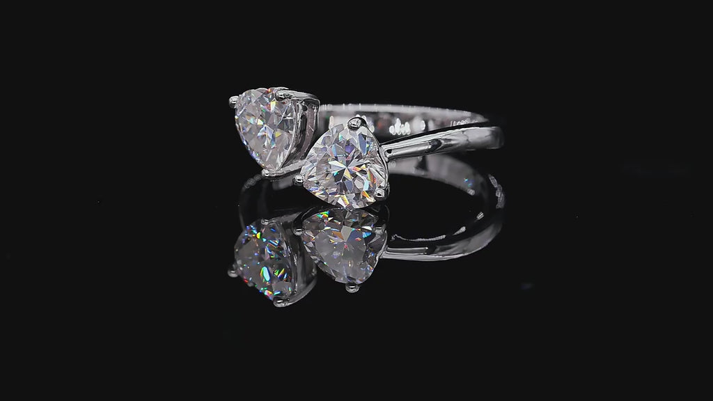 HEART DUO MOISSANITE RING – CRAFTED IN STERLING SILVER WITH ETERNAGOLD™