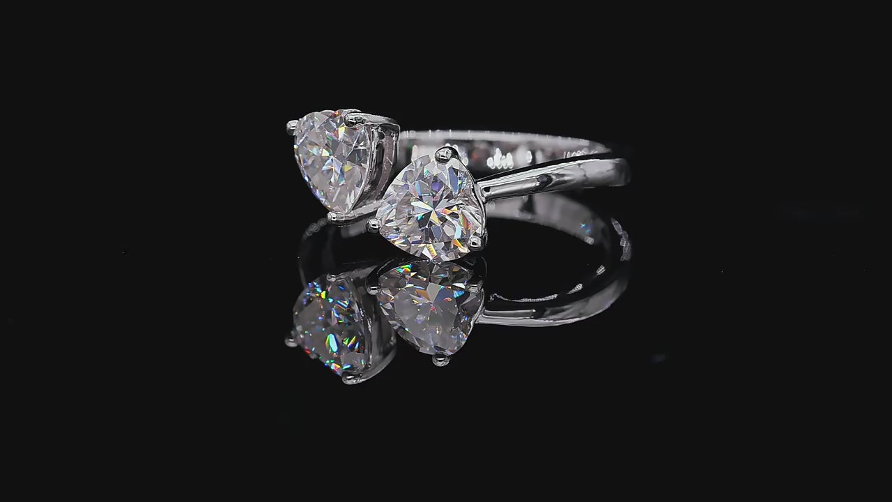 HEART DUO MOISSANITE RING – CRAFTED IN STERLING SILVER WITH ETERNAGOLD™