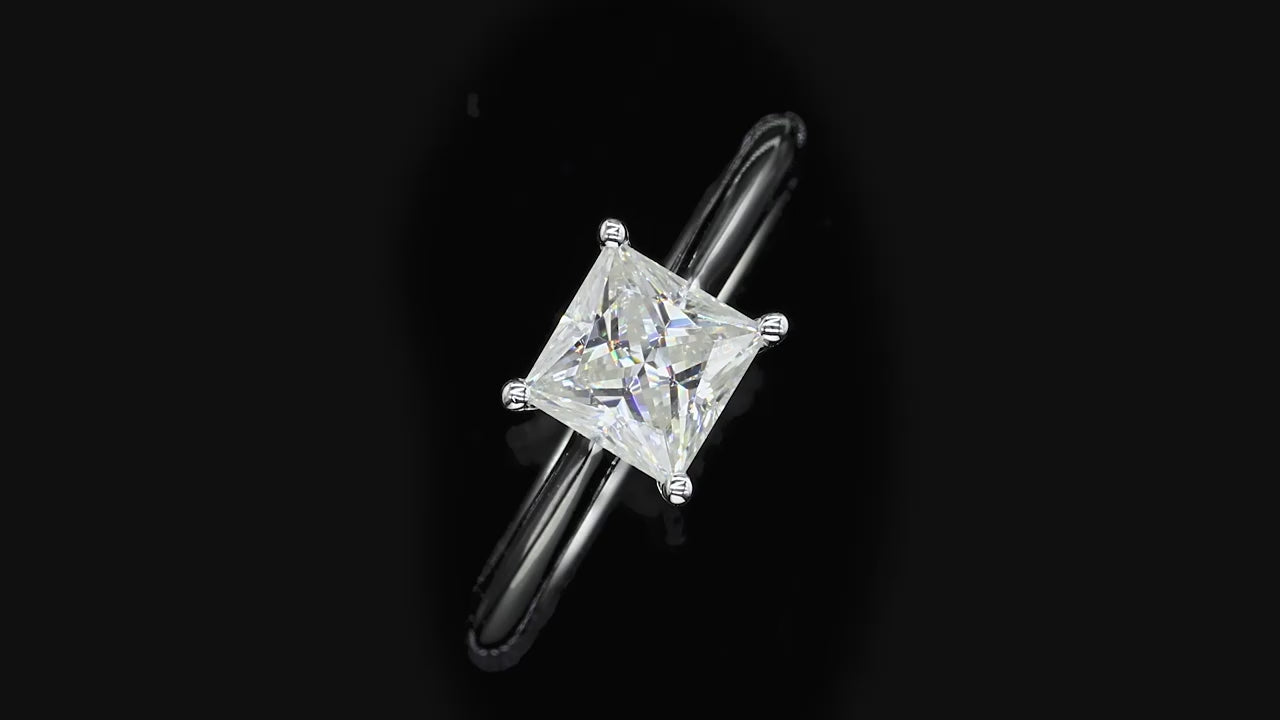 PRINCESS CUT SOLITAIRE RING – CRAFTED IN STERLING SILVER WITH ETERNAGOLD™