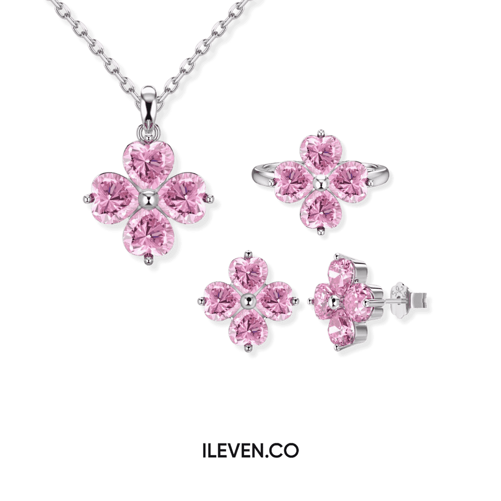 LUCKY CLOVER PINK SET – CRAFTED IN STERLING SILVER WITH TRIPLESHIELD™
